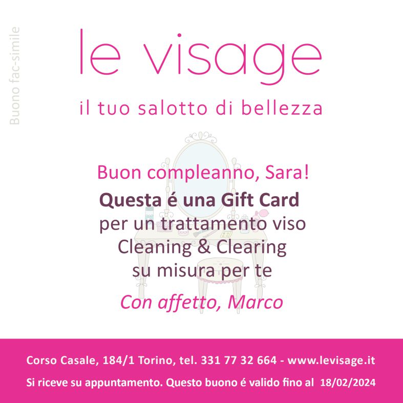 Gift Card per un trattamento viso Cleaning & Clearing 